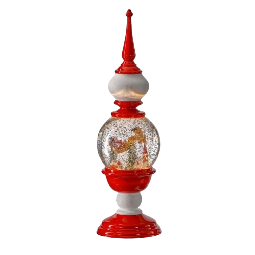  16" LED/BTY/TMR PEPPERMINT FINIAL/SANTA USB