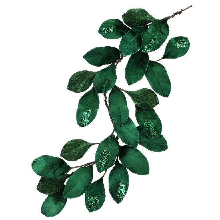 48" ENCRUSTED JEWEL MAGNOLIA GARLAND EMERALD