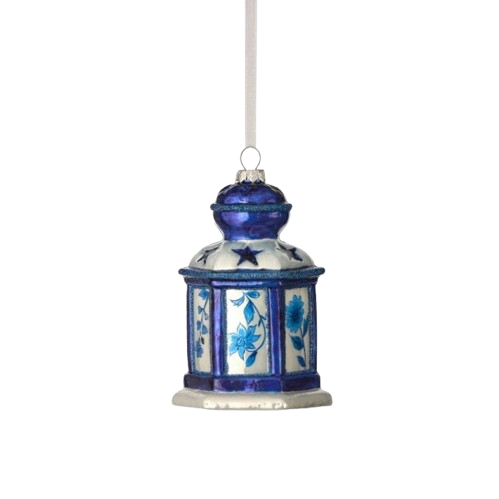 5.5" GLASS CHINOSERIE LANTERN ORNAMENT