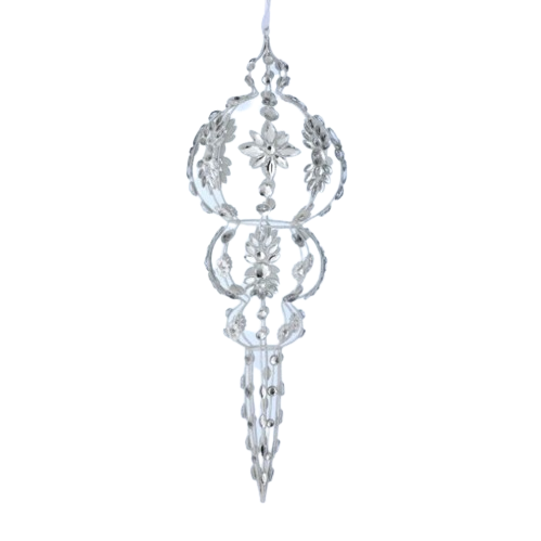 20" GLITTER JEWEL FINIAL - CLEAR WHITE
