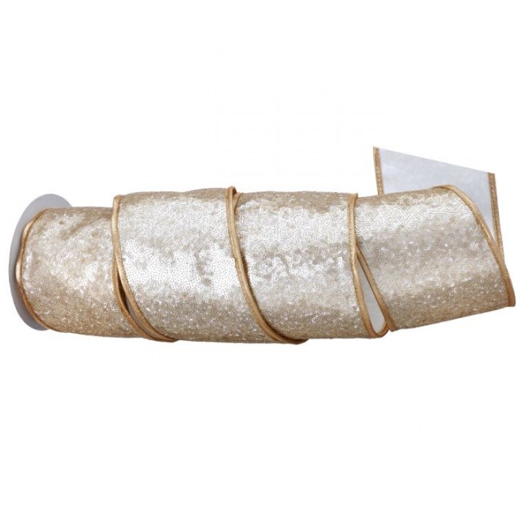 4"X5Y SEQUIN EMB.DUPION RIBBON