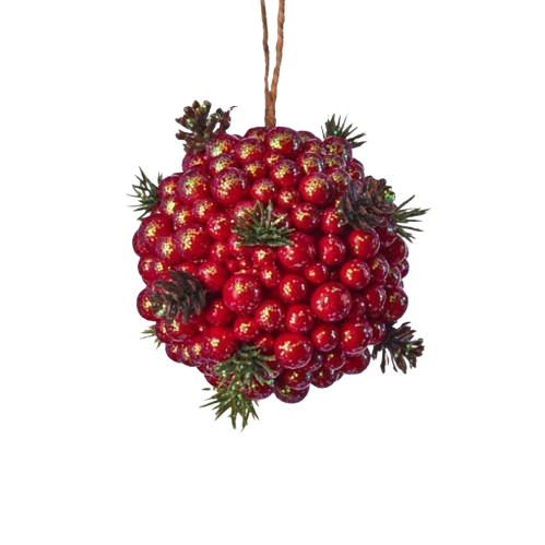 4" LAZER GLTR BERRY KISSING BALL ORNAMENT