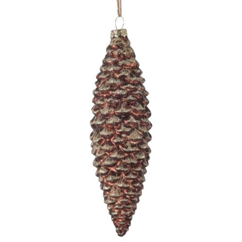 8" GLS GLITTER PINECONE ORNAMENT