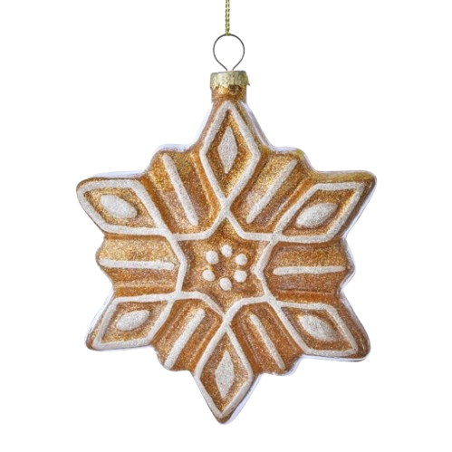 5" GLS GBREAD SNOWFLAKE ORNAMENT 