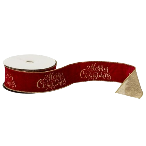 2.5"X10Y VELVET "MERRY CHRISTMAS" RIBBON