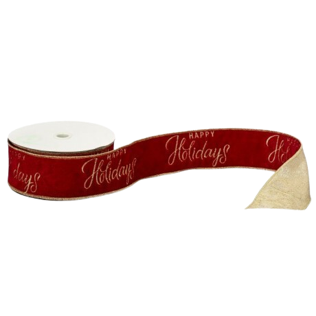 2.5"X10Y VELVET "HAPPY HOLIDAYS"RIBBON