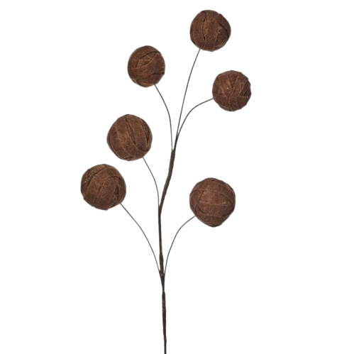 19" FELT SNOWBALL SPRAY X6 - BROWN