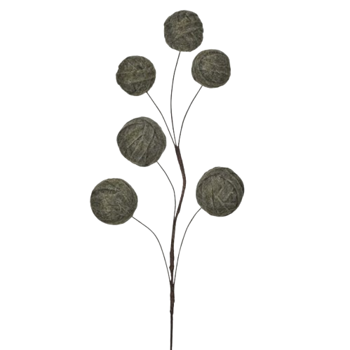 19" FELT SNOWBALL SPRAY X6 - OLIVE