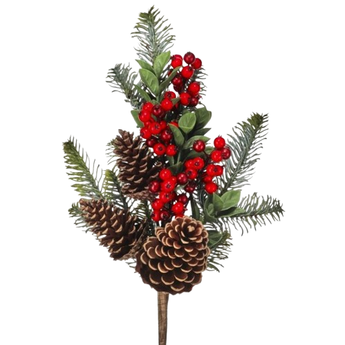 16.5" UV BERRY/CONE/FIR PICK - RED