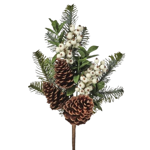 16.5" UV BERRY/CONE/FIR PICK - WHITE 
