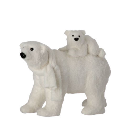 24" FAUX FUR POLOR BEAR/BABY W/SCARF