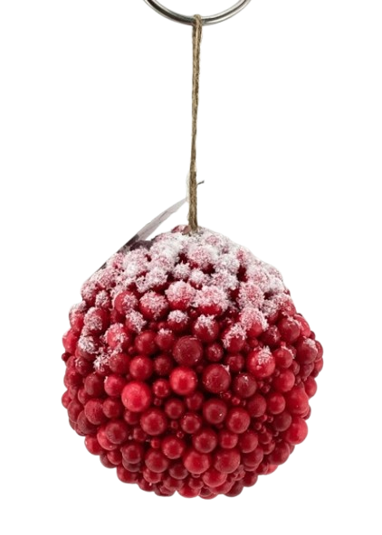 5" WP SNOW DUSTED BERRY BALL ORNAMENT 