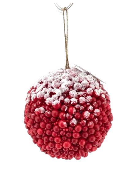 6" WP SNOW DUSTED BERRY BALL ORNAMENT