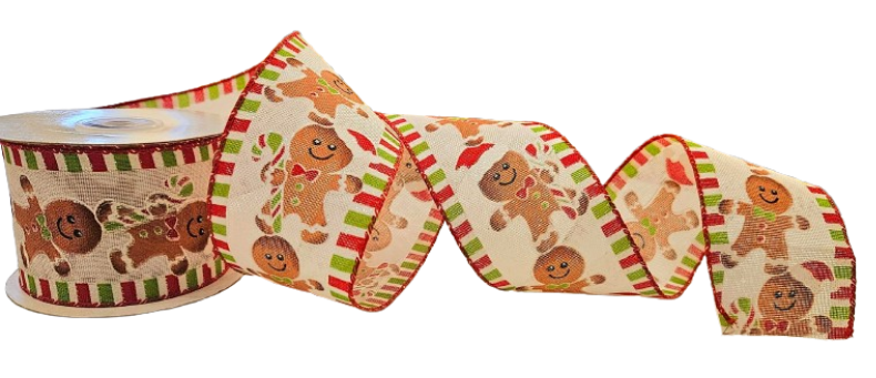 GINGERBREAD TICKING SPARKLE WIRED EDGE 2.5¨X10Y