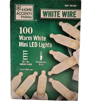 100 WARM WHITE MINI LED LIGHTS  (WHITE WIRE)