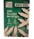100 WARM WHITE MINI LED LIGHTS  (WHITE WIRE)
