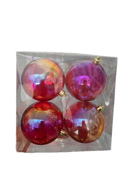 100MM VP CLEAR BALL ORNAMENT BOX/4 RED
