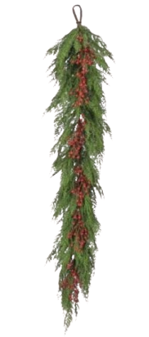 60´´REAL TOUCH CEDAR W/RED BERRY GARLAND GRRD