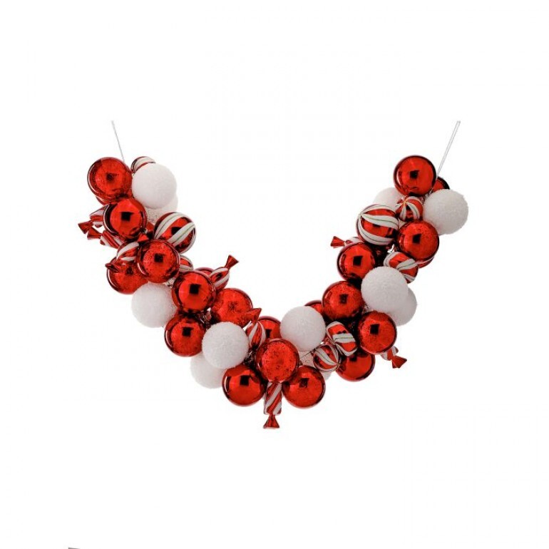 36´´MIXED PEPPERMINT CANDY VP BALL GARLAND