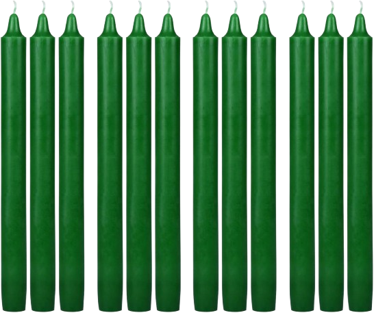10" DARK GREEN TAPERED CANDLE 12/BOX