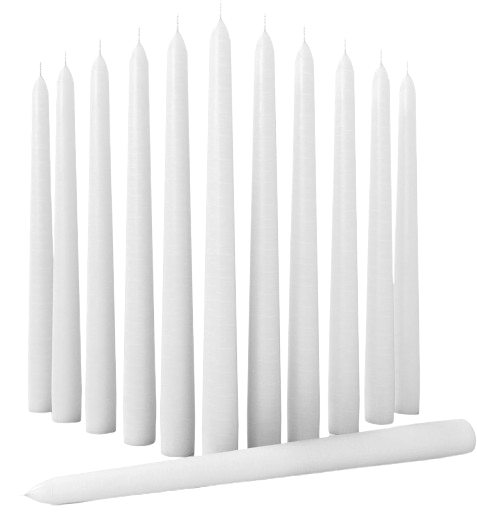 10" WHITE TAPERED CANDLE 12/BX