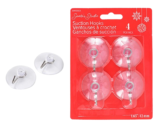 4PK 42MM SUCTION HOOKS. B/C HOLDS UP TO 700G (1.5 LBS)
