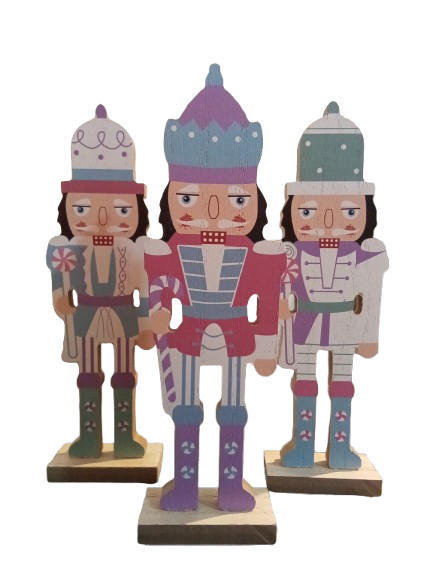 8IN X 2-7/8IN XMAS WOODEN CANDY NUTCRACKER TABLETOP DECORATION