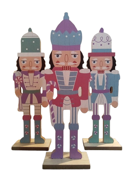 11-5/8IN X 3-5/8IN XMAS WOODEN CANDY NUTCRACKER TABLETOP DECORATION.
