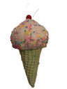 7.1IN X 3.5IN XMAS CANDY SHOP ORNAMENT - 3D WAFFLE CONE ICE CREAM