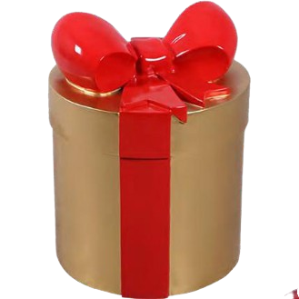 GOLD GIFT W/RED RIBBON 22X17