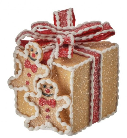 5" GINGERBREAD GIFT BOX ORNAMENT