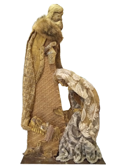 18" TWEEDBURLAP/METAL HOLLY FAMILY - NABR