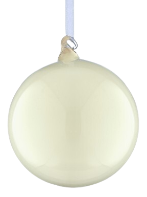4"GLASS SHINY BALL ORNAMENT IVORY