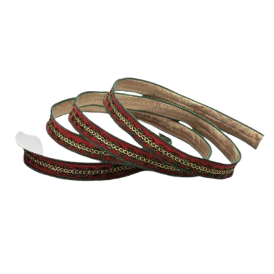 1"X10Y VELVET W/METALLIC TRIM RIBBON RED