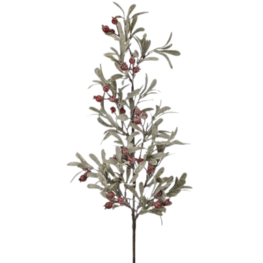 35"FROSTED MISELTOE/BERRY SPRAY GREEN RED