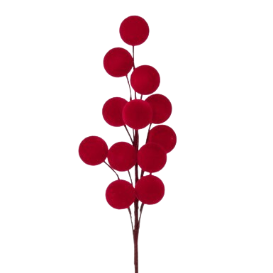 24"FLOCKED LARGE BERRY SPRAY RED