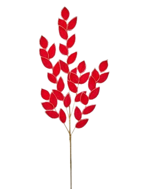 31"VELVET/GLITTER RUSCUS SPRAY RED