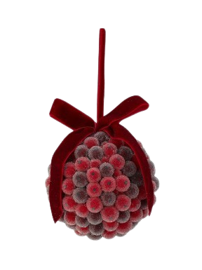 4"BEADED BERRY BALL ORNAMENT 