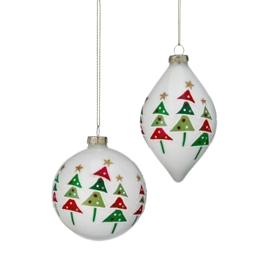 4.5.5"GLS CRAZY TREE BALL/FNL ORNAMENT