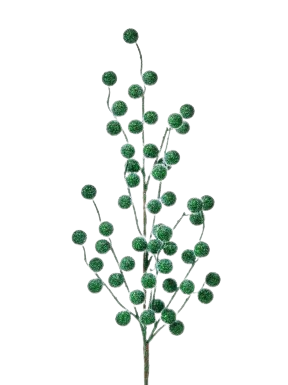 25"SUGAR FLOCKED BERRY SPRAY GRN