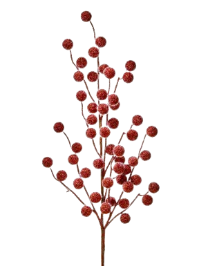 25"SUGAR FLOCKED BERRY SPRAY RED