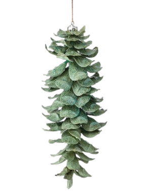 11"PLSTC WINTER GLITTER PINECONE ORNAMENT MATC