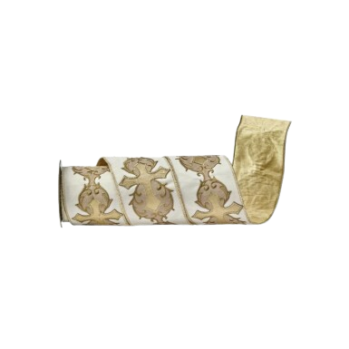 4"X5YEMB CROSS VELVET RIBBON IVGD