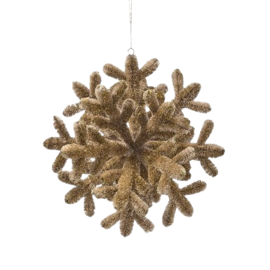 9"FIBER ANTLER 3D SNOWFLAKE ORNAMENT NAT