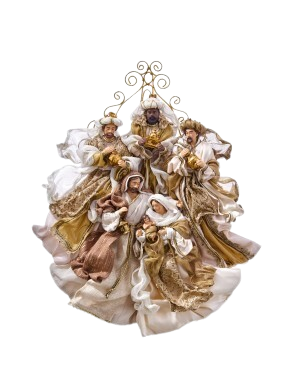 24"WIRE SCROLL HANGING NATIVITY SCENE GDIV