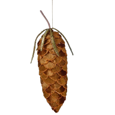 6.5"VELVET PINECONE ORNAMENT - DKBR