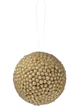 5.5"BEADED GLITTER BERRY BALL ORNAMENT CHAM