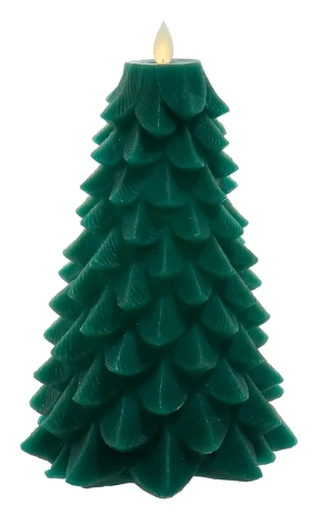 [JEL1020GR] 9´´BO LED FLCKR FLAME GREEN TREE CANDL