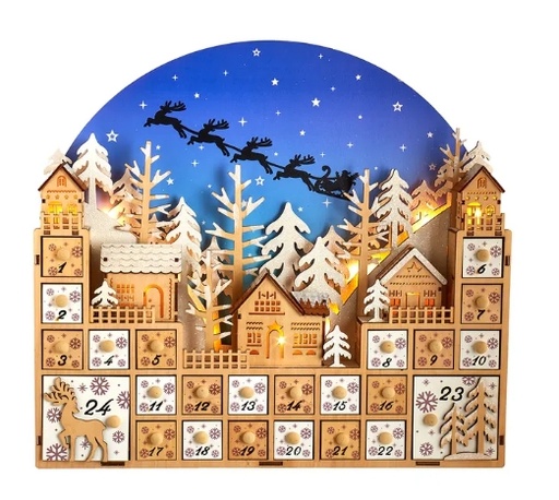 [JEL0994] 15´´B/O LED XMAS VLG W/ADV CALENDAR