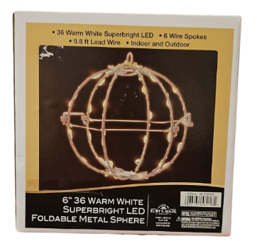[AD1018WW] 6´´WARM WHT LED FOLDBL METAL SPHERE